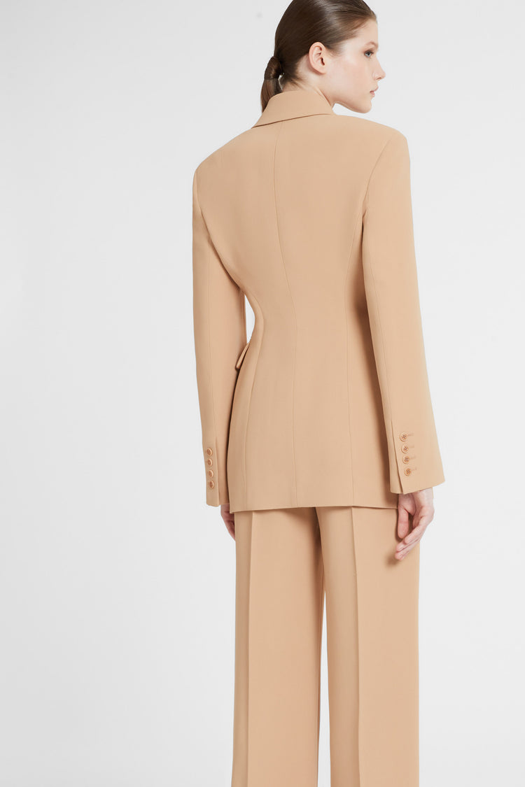 Sculptural double-breasted jacket in technical cady