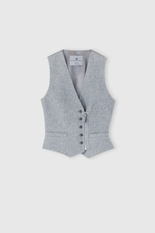 Wool blend vest with asymmetric zip