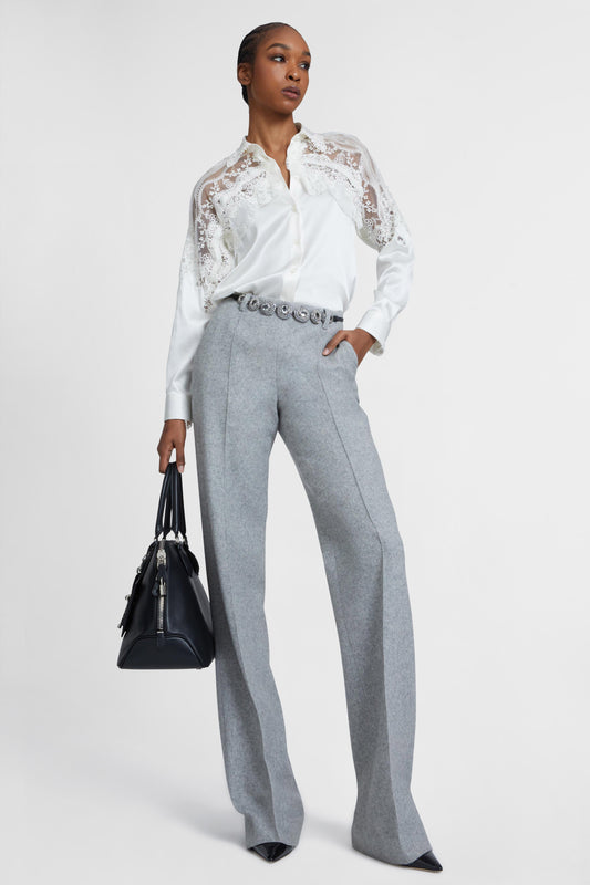 Wool blend palazzo trousers