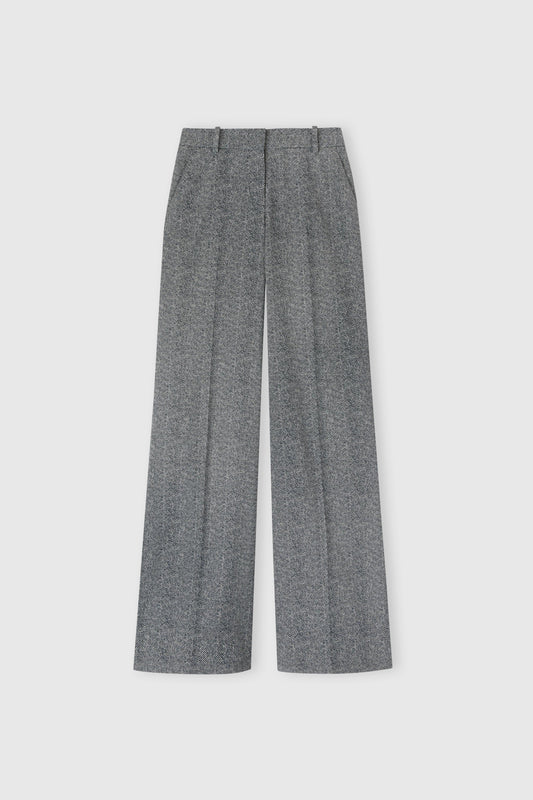 Palazzo trousers in viscose with herringbone pattern