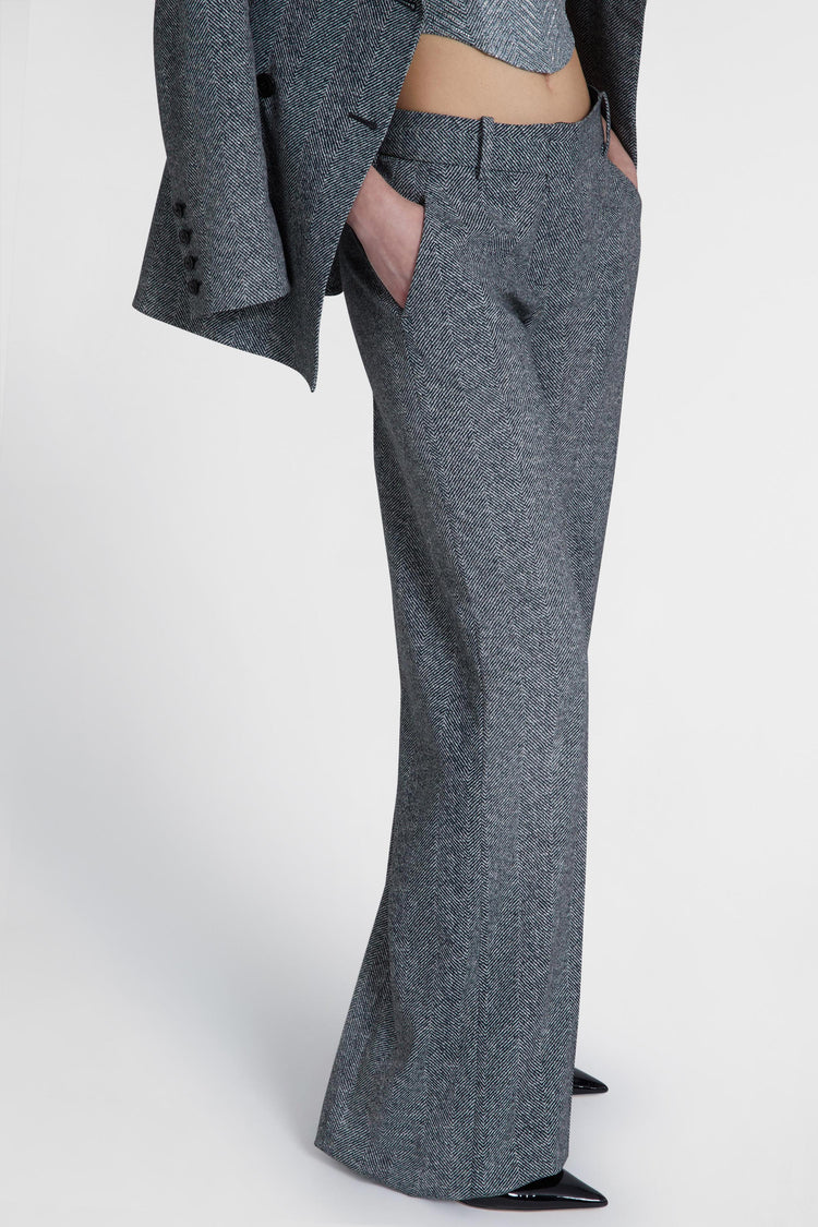 Palazzo trousers in viscose with herringbone pattern