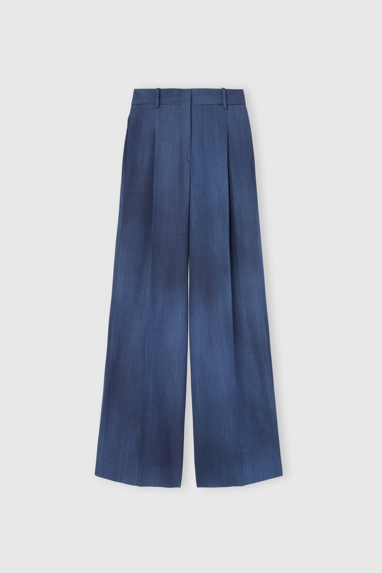 Palazzo trousers in denim-print marocain
