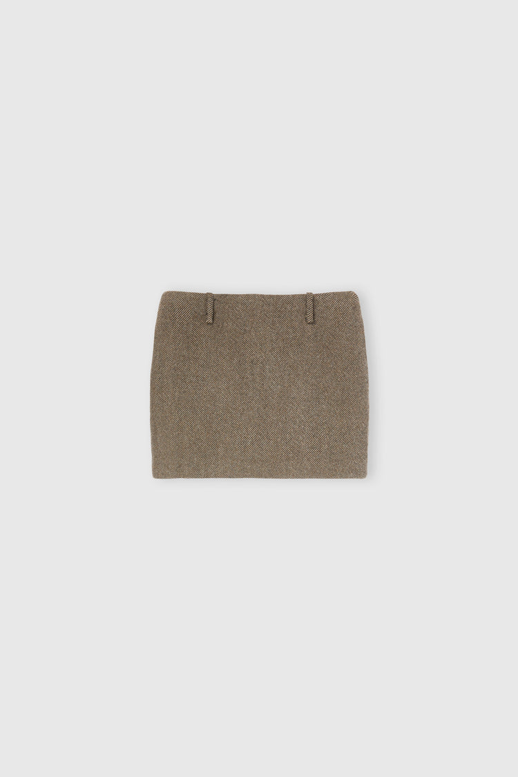 Herringbone wool, silk and cashmere skort