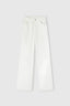 Pantalone palazzo in denim bianco con cut out floreale