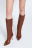 Vintage Brown Nappa Leather Boot with Hand-Embroidered Leather