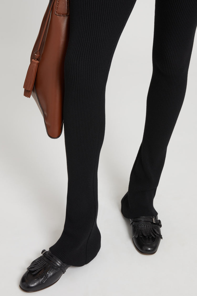 Mocassino College in nappa nera vintage con frange brogue e cinturino