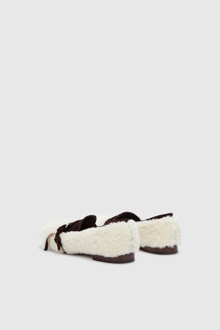 College shearling loafer with oversized fringe