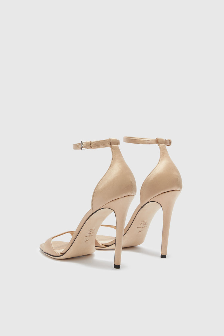 Nude satin sandal with ankle strap