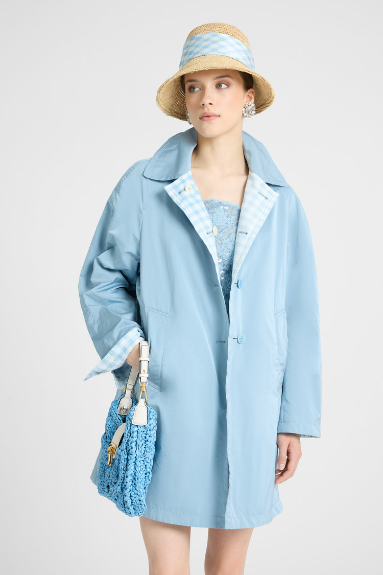 Technical fabric caban with vichy interior