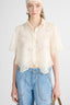 Camicia cropped in mussola di cotone con pizzo Valencienne