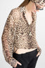 Silk shirt with natural-effect leopard print