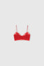 Unstructured Tulle Red Bra with Rebrodé Lace