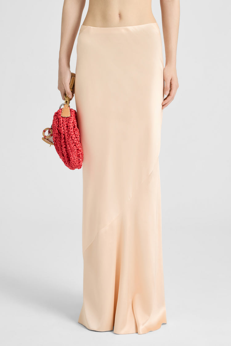 Jupe longue en satin mat de viscose