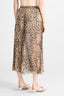 Pleated Midi Skirt in Silk with Natural Leopard Print