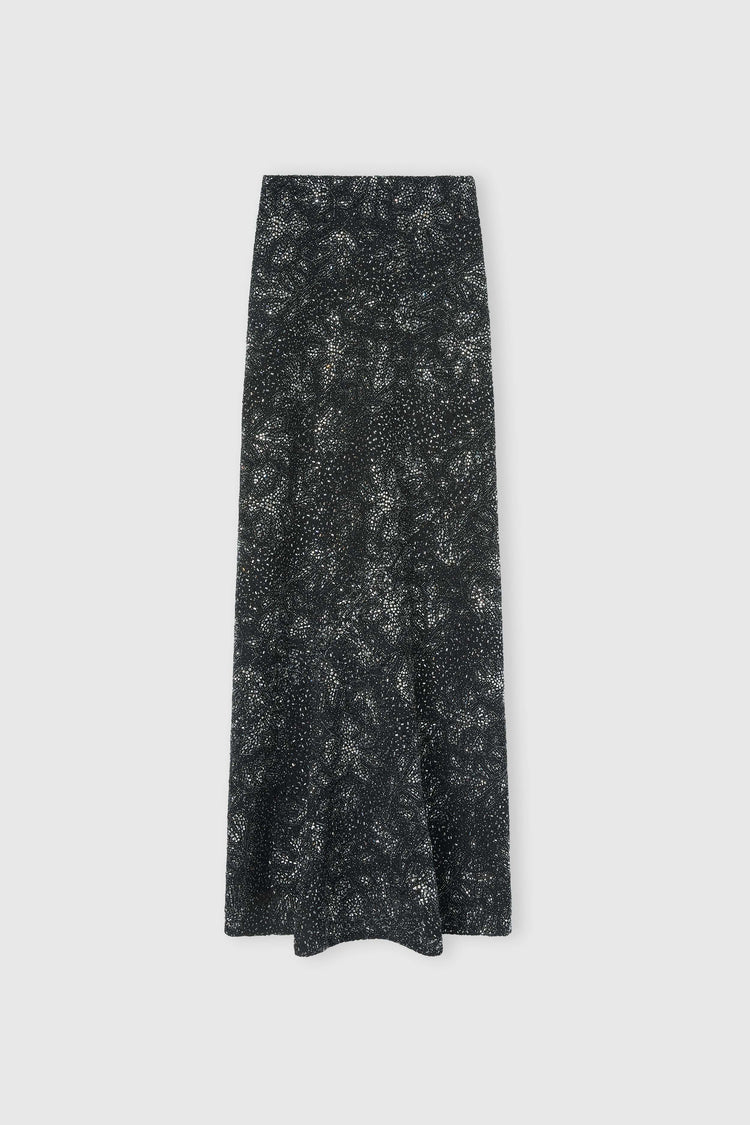 Long Skirt with Hand-Applied Stones and Crystals