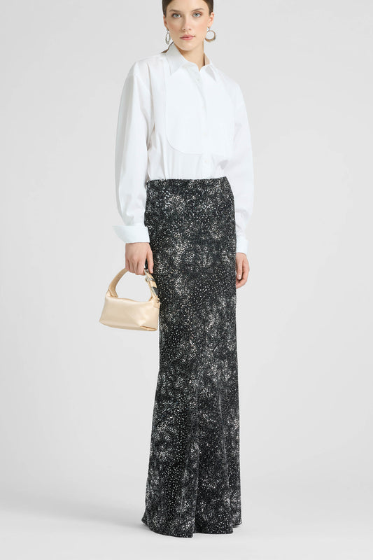 Long Skirt with Hand-Applied Stones and Crystals