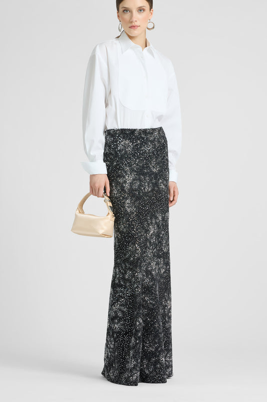 Long Skirt with Hand-Applied Stones and Crystals