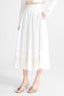Midi Cotton Poplin Skirt with Hand-Applied Rebrodé Lace