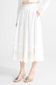Midi Cotton Poplin Skirt with Hand-Applied Rebrodé Lace