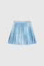 Pleated Mini Skirt in Marocain Jeans Print