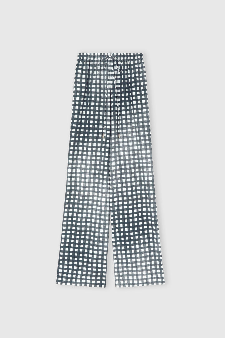 Classic Pajama-Style Trousers in Viscose with Vichy Print