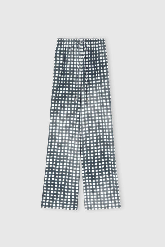 Classic Pajama-Style Trousers in Viscose with Vichy Print
