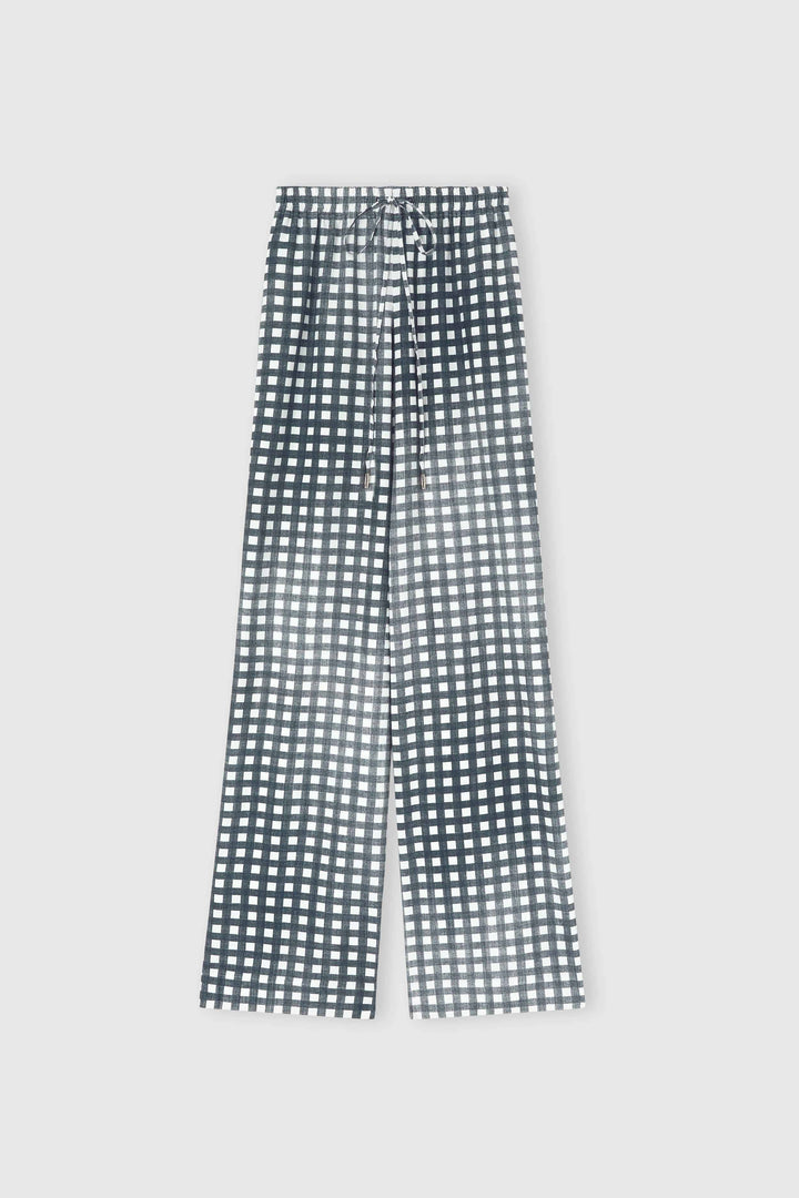 Classic Pajama-Style Trousers in Viscose with Vichy Print