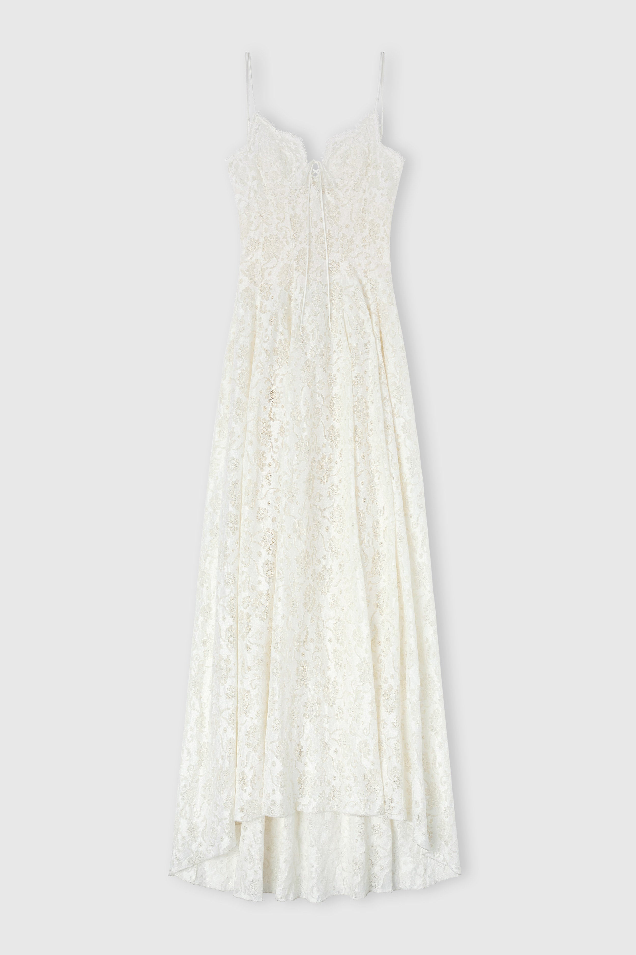 Long lingerie-style dress in linen and cotton lace - Ermanno Scervino Long lingerie-style dress in linen and cotton lace - Ermanno Scervino