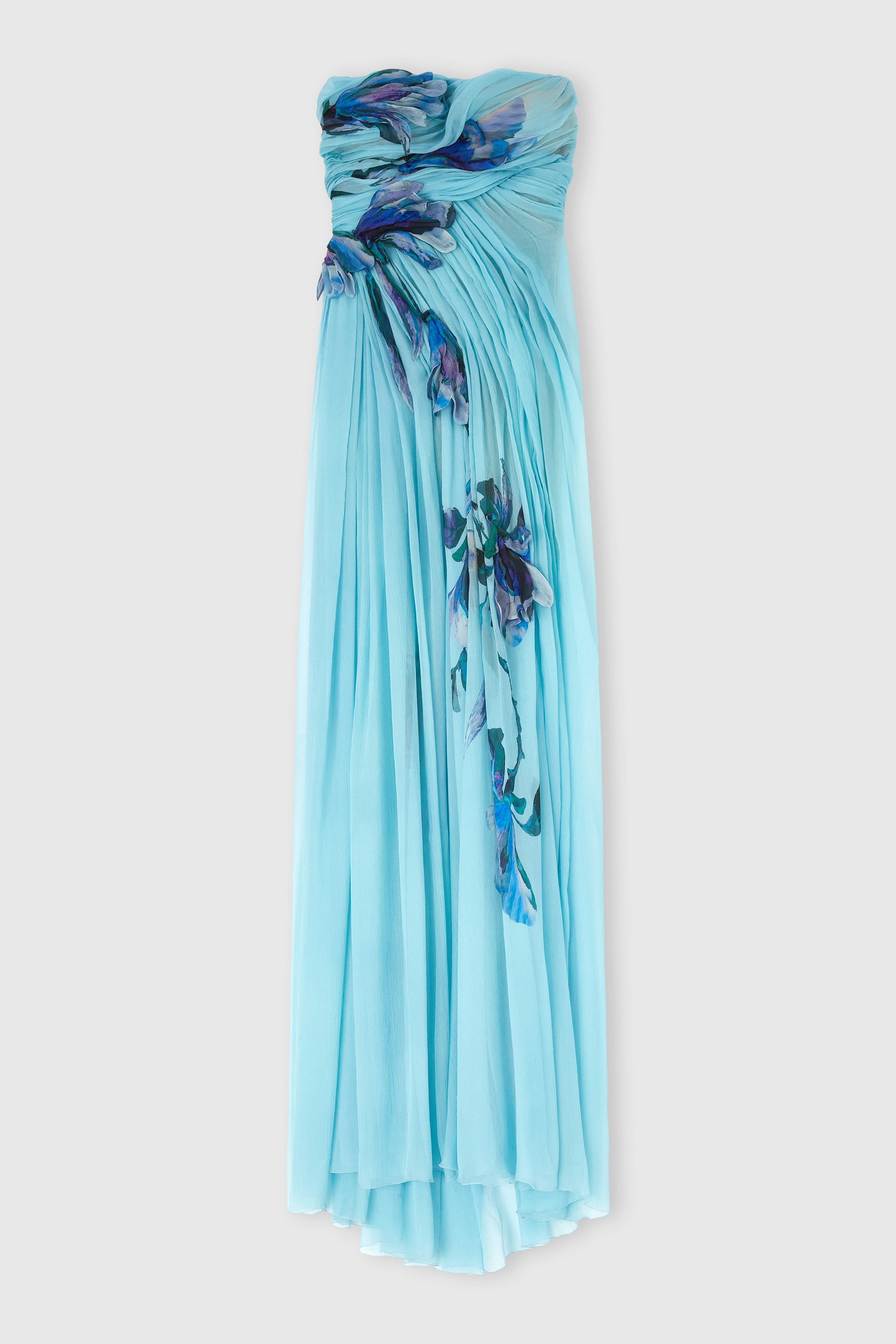 chiffon bustier dress Celine Floral Tie Strap Bustier Maxi Dress