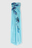 Long Bustier Dress in Silk Chiffon with Floral Applications
