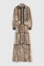 Long shirt dress in pure silk with natural leopard print