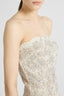 Abito midi bustier in pizzo con cristalli