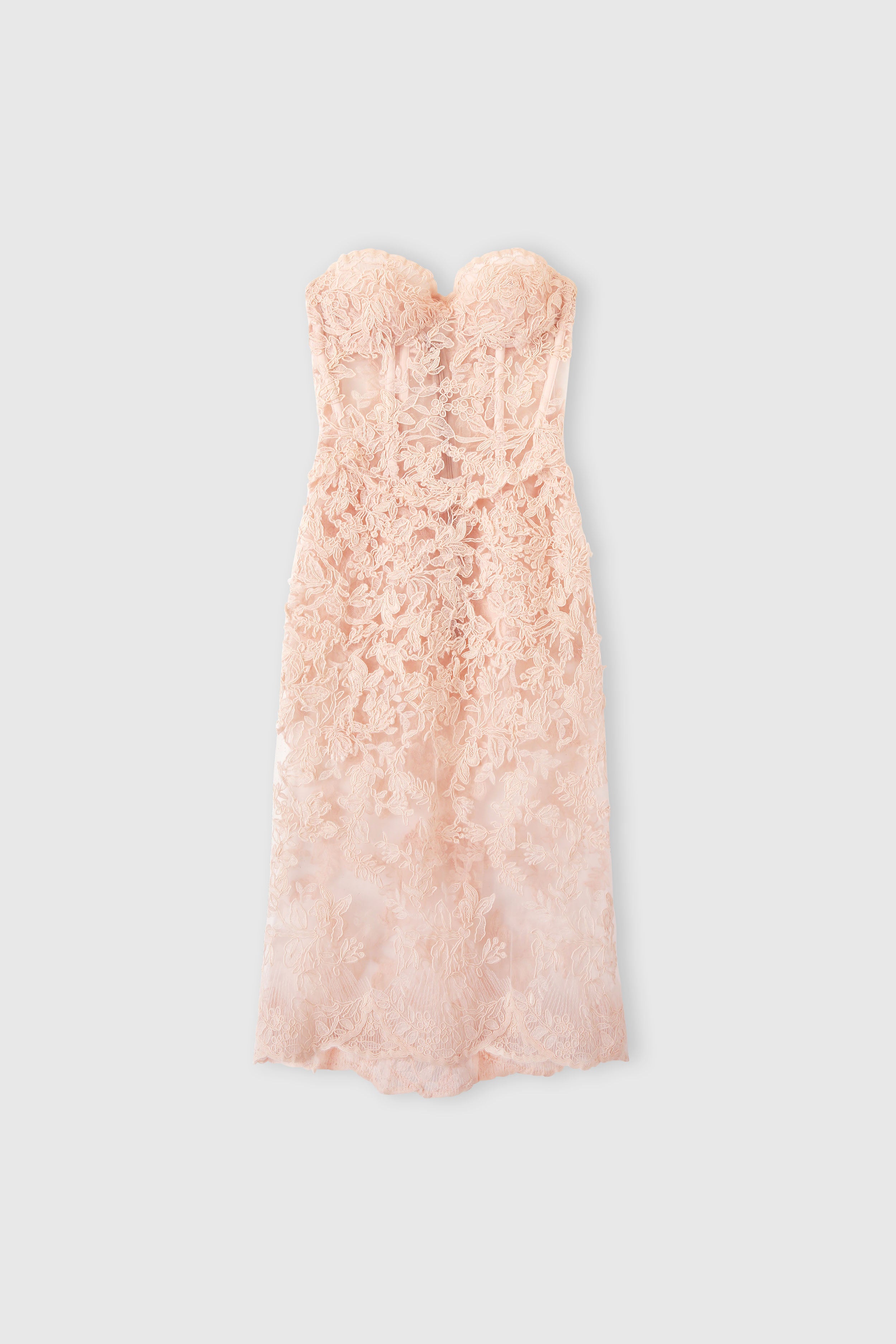 Stripeless bustier dress in rebrod lace Stripeless bustier dress in rebrod lace