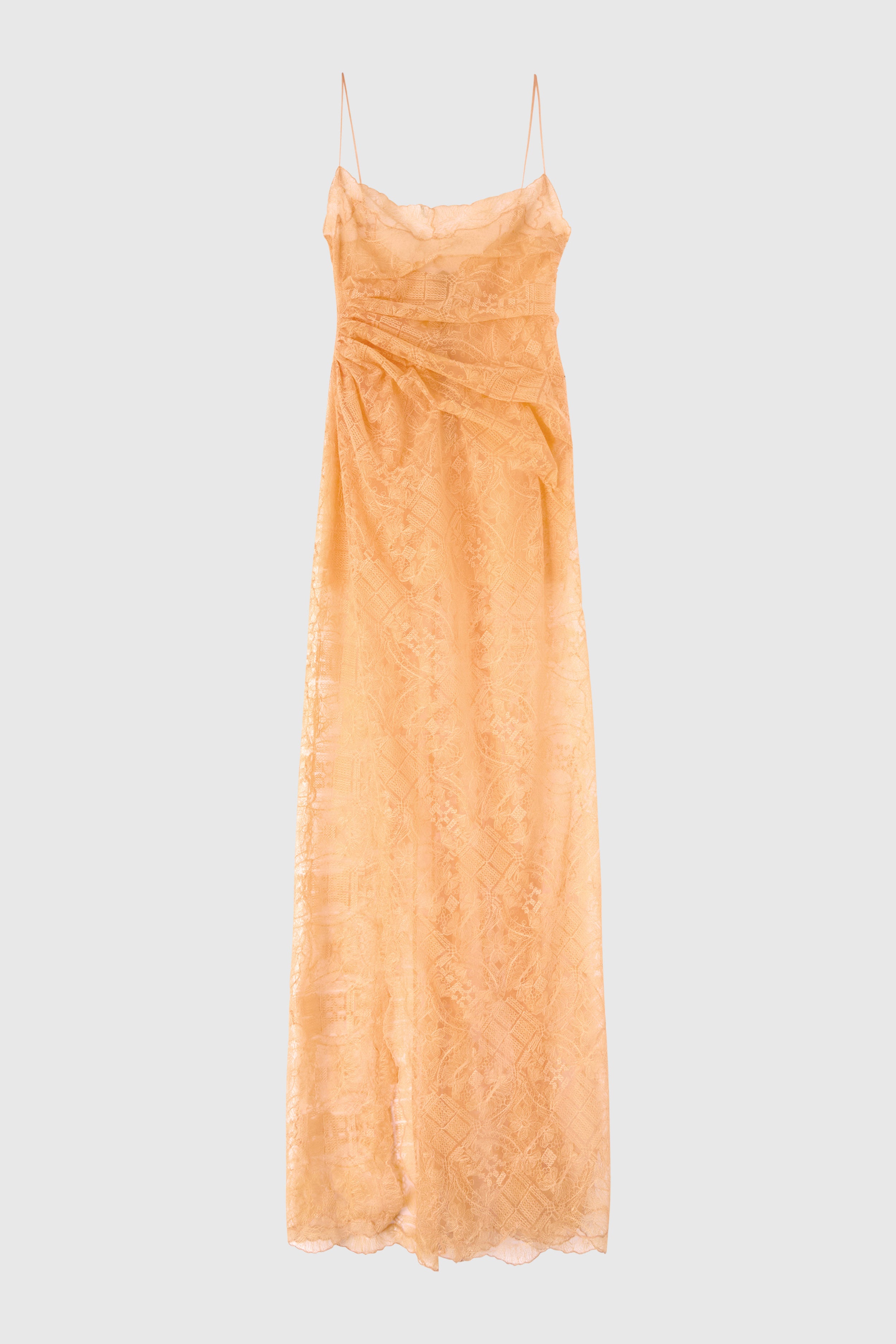 Long lace slip dress with ultra-fine straps Long lace slip dress with ultra-fine straps