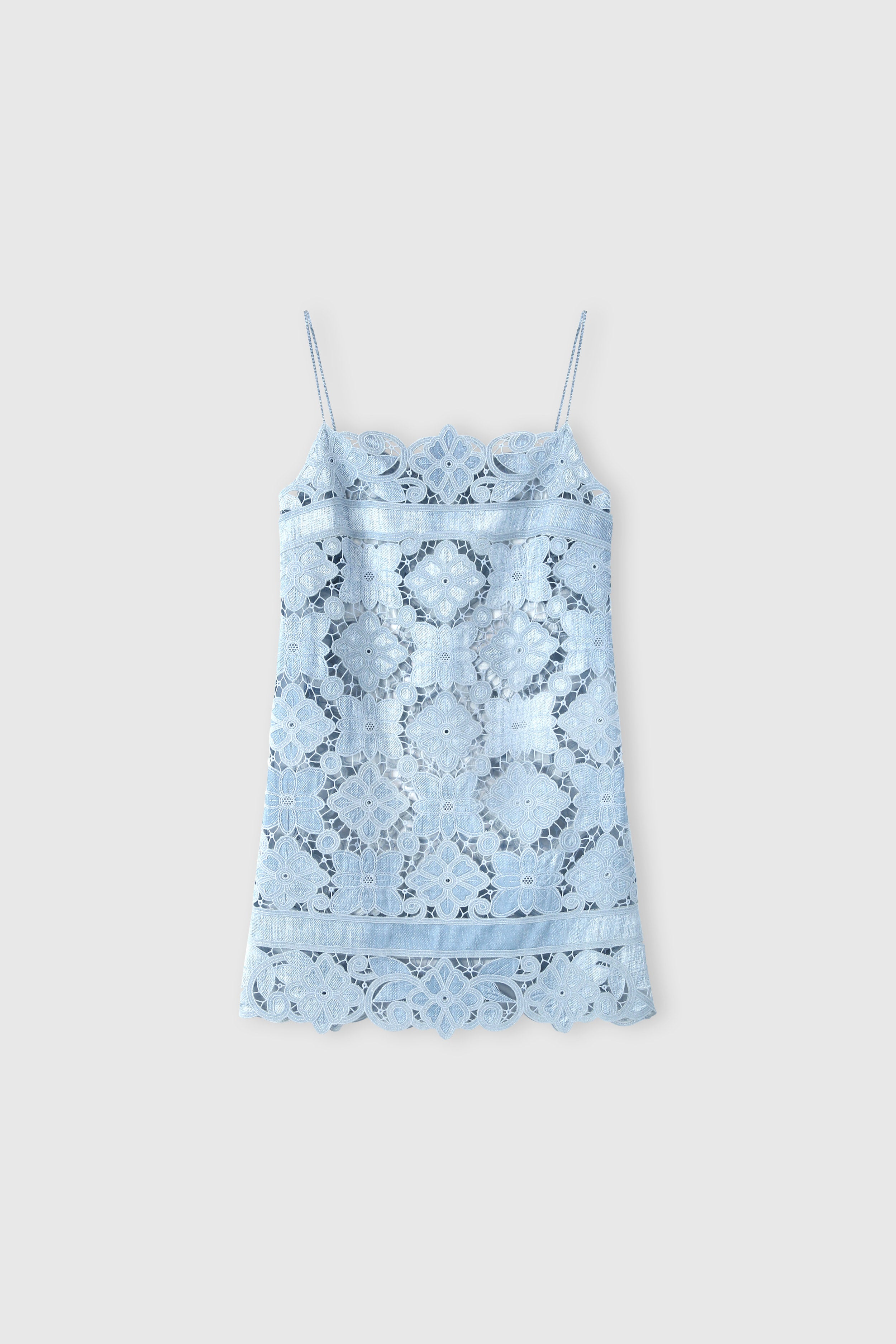 Short dress with maiolica cutwork