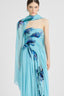 Pure silk chiffon stole with blue iris motif