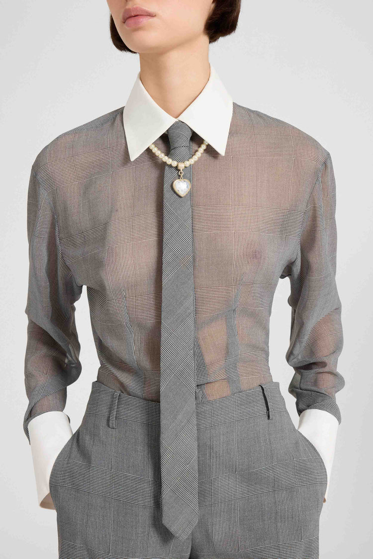 Tie with black and white Prince of Wales print