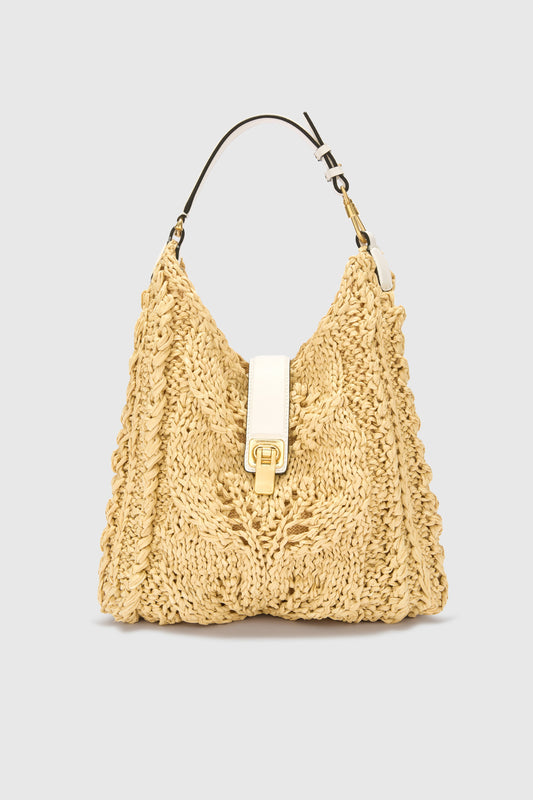 Natural raffia hobo bag
