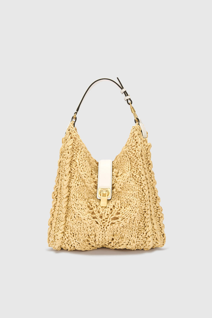 Natural Raffia Hobo Bag
