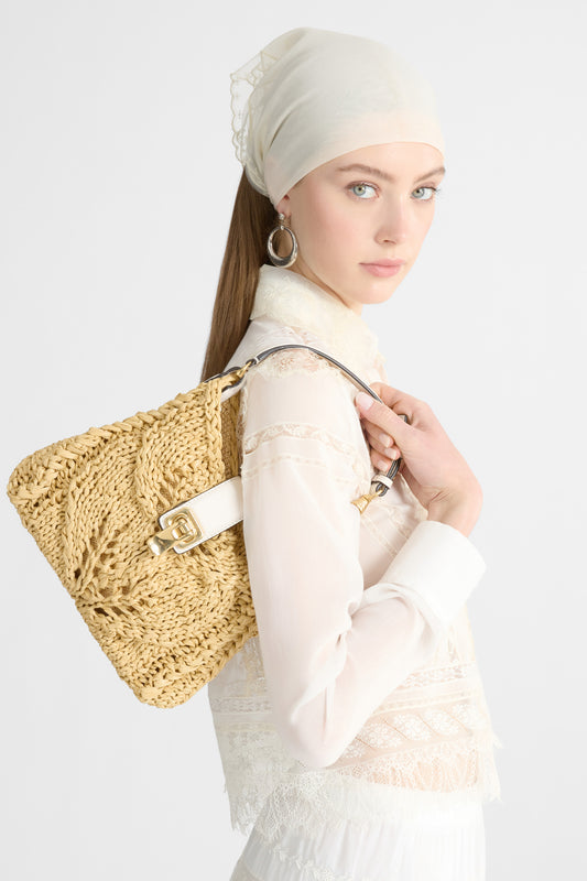 Mini Clio bag in natural raffia
