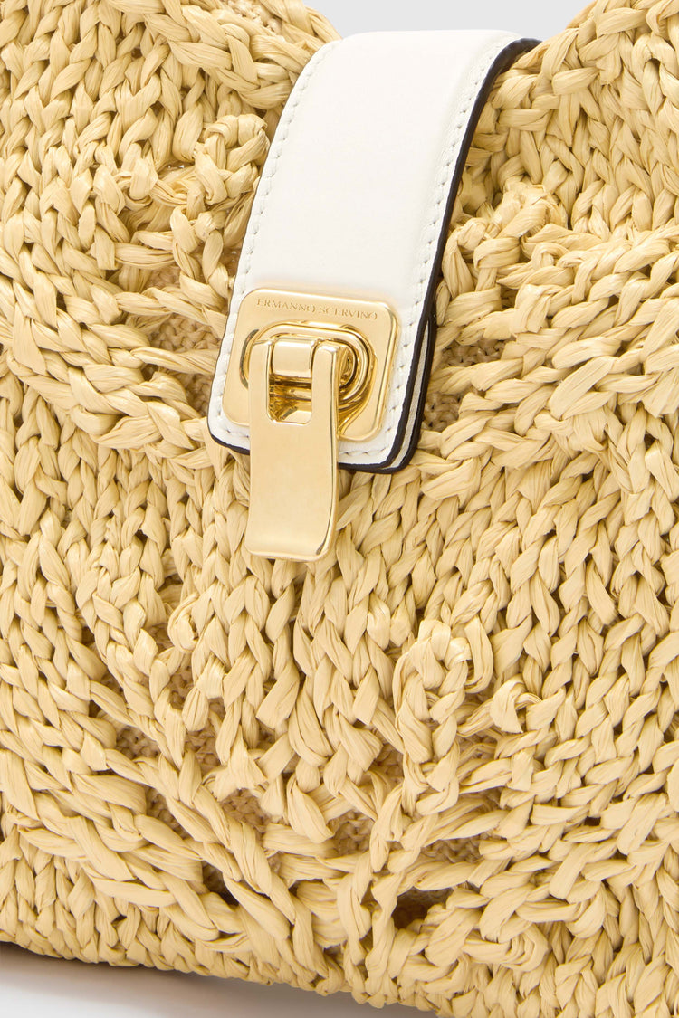 Mini hobo bag in natural raffia