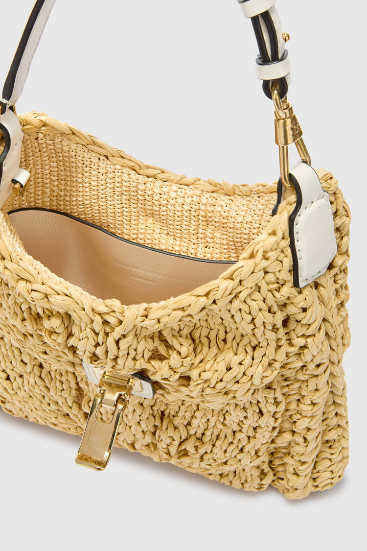 Mini hobo bag in natural raffia