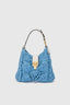 Mini hobo bag in powder blue raffia
