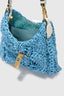 Mini hobo bag in powder blue raffia