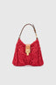 Mini hobo bag in red raffia