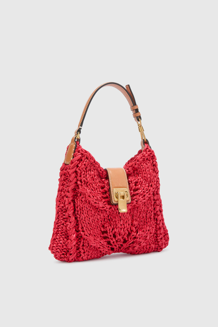 Mini Clio bag in red raffia