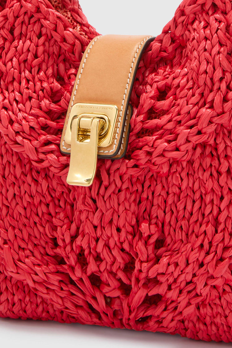 Mini Clio bag in red raffia