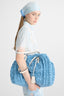 Powder blue raffia shopper