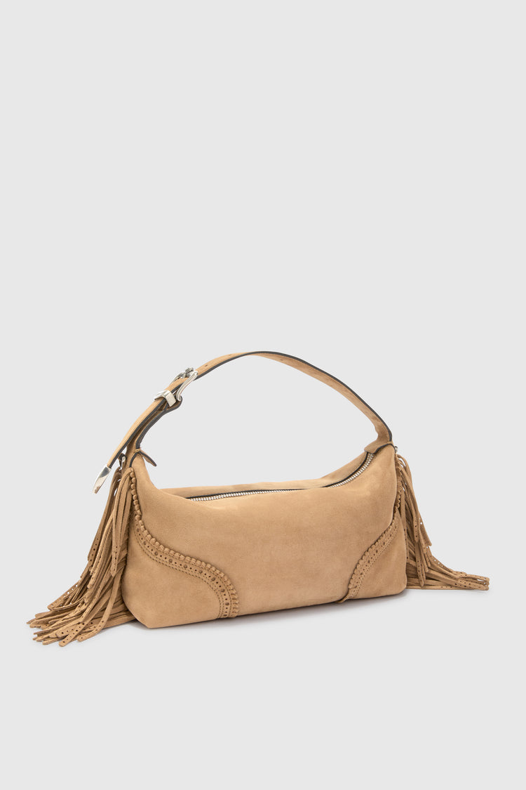 Candy Duffle in taupe suede