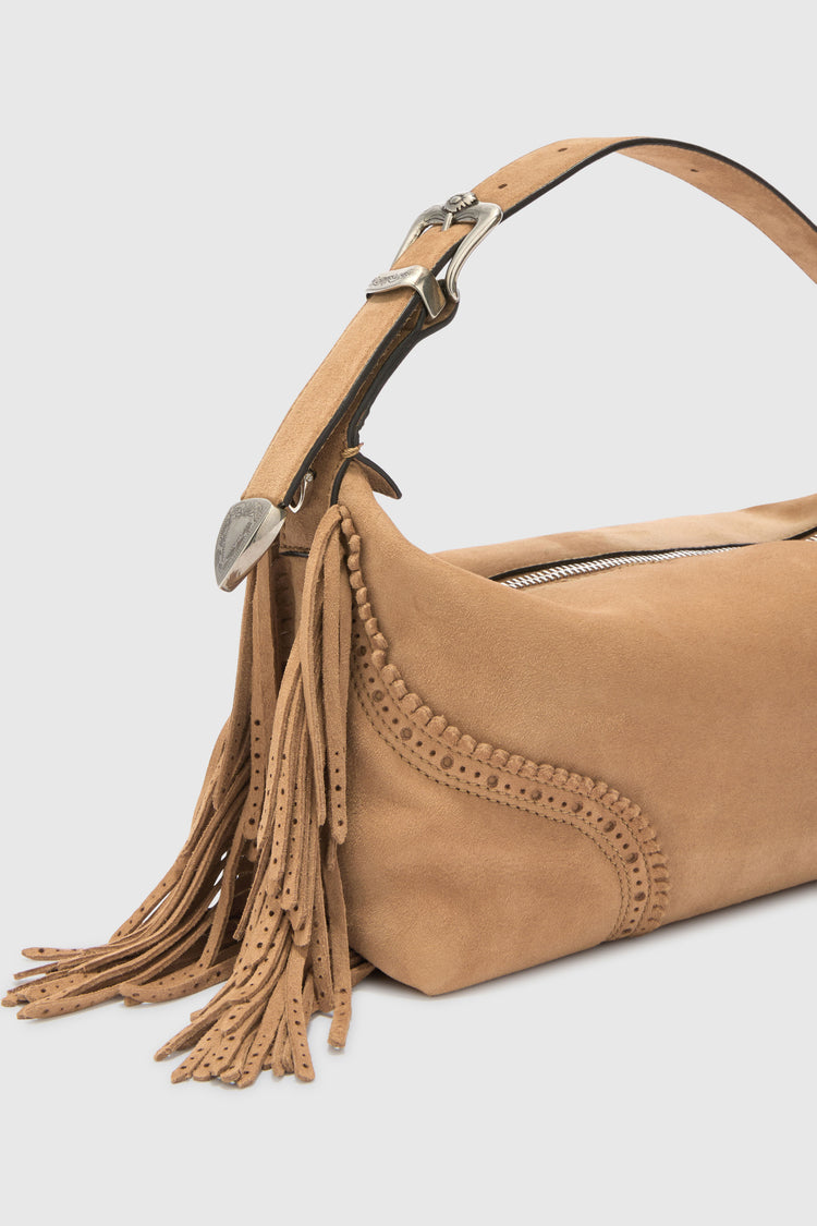 Candy Duffle in taupe suede